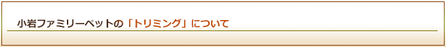 小岩ファミリーペットのトリミングについて
